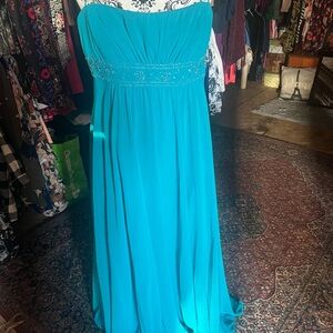 Beautiful sequin bodice aqua dress
